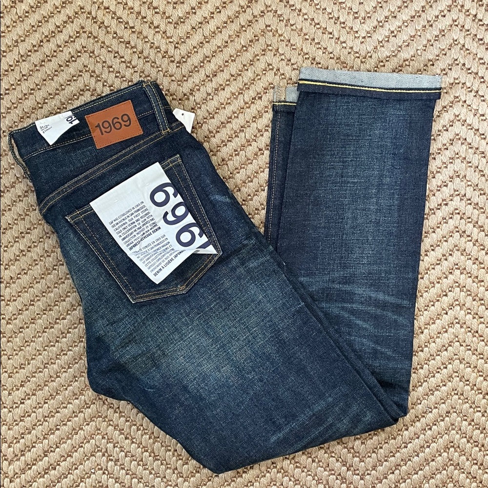 Gap - 1969 NWT Raw Selvedge Slim Straight Denim Jeans - Blue - 31x30